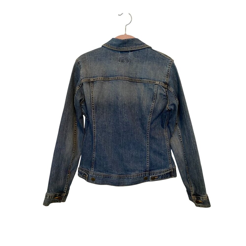 H&M L.O.G.G. Jean Jacket Denim Size 10 Utility Cotton Dark Wash LOGG Buttons - Picture 2 of 12